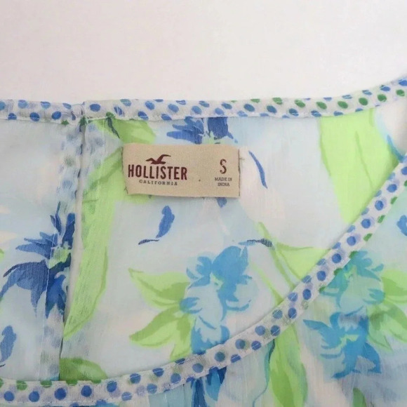 Hollister Floral Sheer Top Size Small Chiffon - Picture 5 of 7